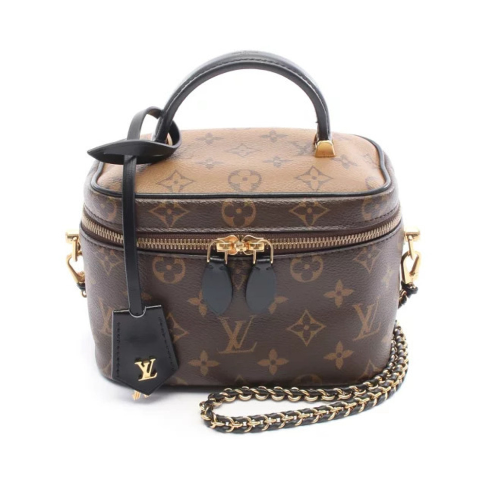 Louis Vuitton Vanity NV Handbag Canvas Leather Monogram Reverse Brown Black